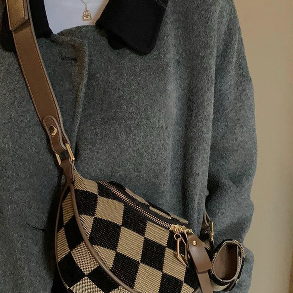 Checkered Brown and Black Women's Bag